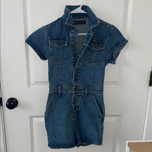 Denim Short Sleeve Jumpsuit